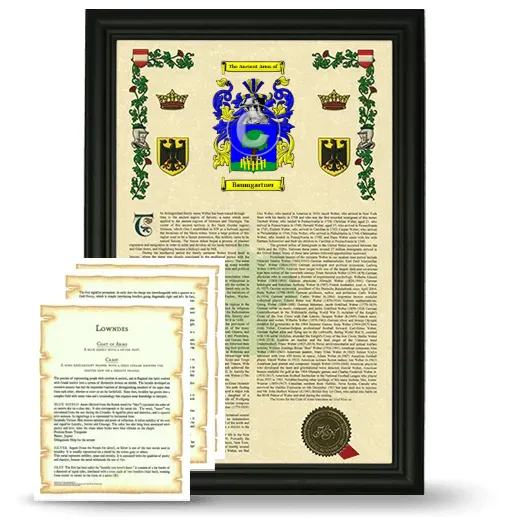 Baumgartner Framed Armorial History and Symbolism - Black