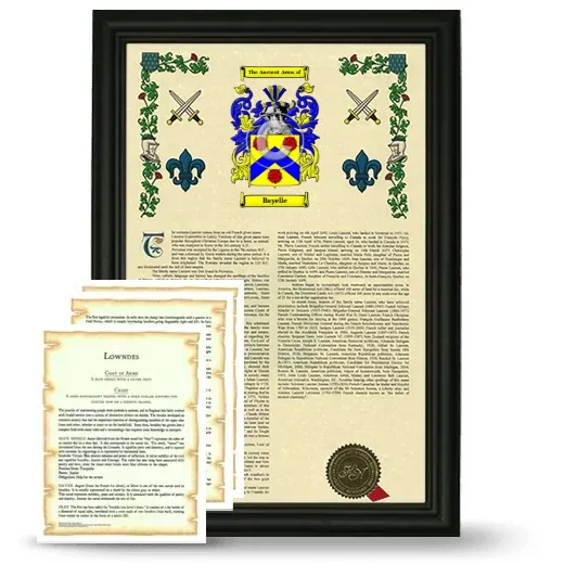 Bayelle Framed Armorial History and Symbolism - Black