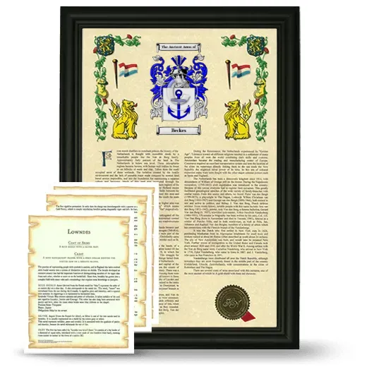 Beckes Framed Armorial History and Symbolism - Black