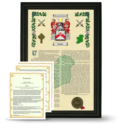 Beehan Framed Armorial History and Symbolism - Black