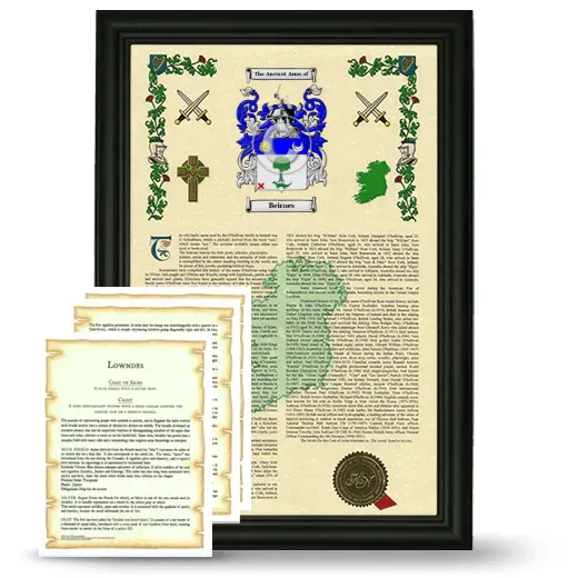 Beirnes Framed Armorial History and Symbolism - Black