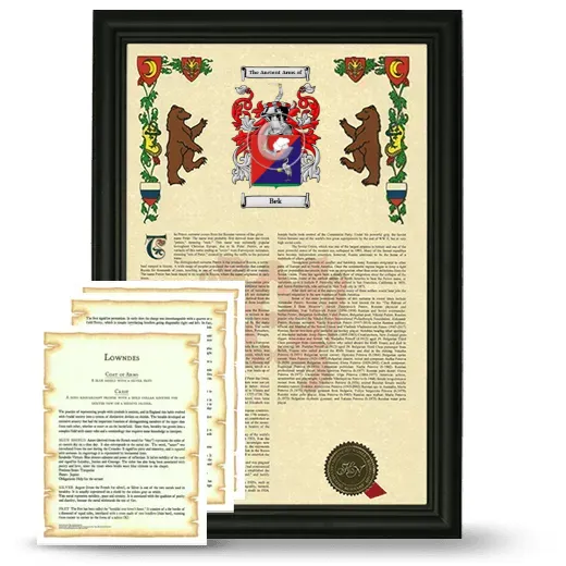 Bek Framed Armorial History and Symbolism - Black