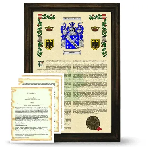 Bekker Framed Armorial History and Symbolism - Brown