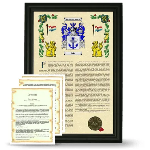 Beks Framed Armorial History and Symbolism - Black
