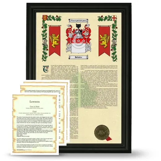 Belotte Framed Armorial History and Symbolism - Black