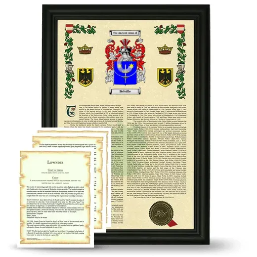 Belville Framed Armorial History and Symbolism - Black