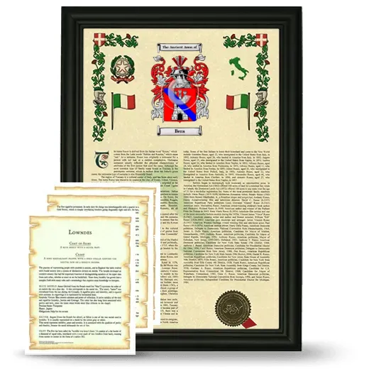 Bera Framed Armorial History and Symbolism - Black