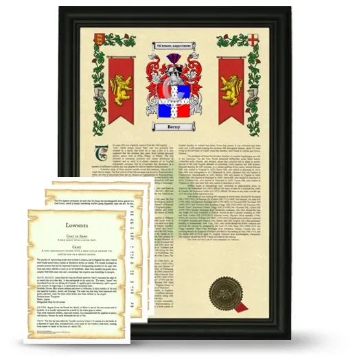 Berny Framed Armorial History and Symbolism - Black