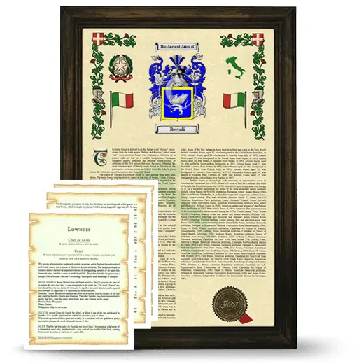 Bertoli Framed Armorial History and Symbolism - Brown