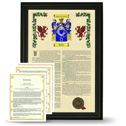 Bevens Framed Armorial History and Symbolism - Black