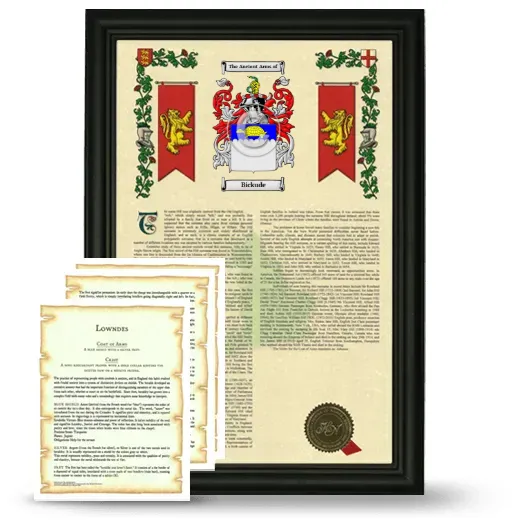 Bickude Framed Armorial History and Symbolism - Black