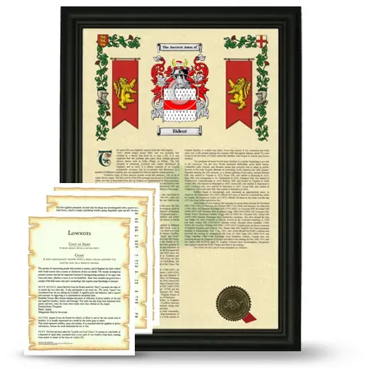 Bident Framed Armorial History and Symbolism - Black