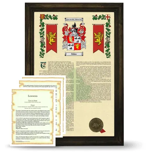Bidow Framed Armorial History and Symbolism - Brown