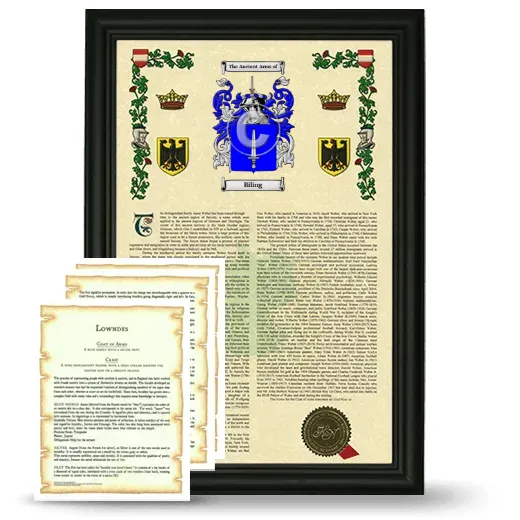Biling Framed Armorial History and Symbolism - Black