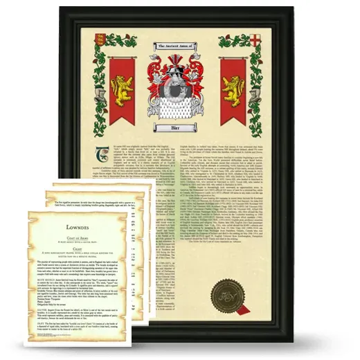 Birr Framed Armorial History and Symbolism - Black