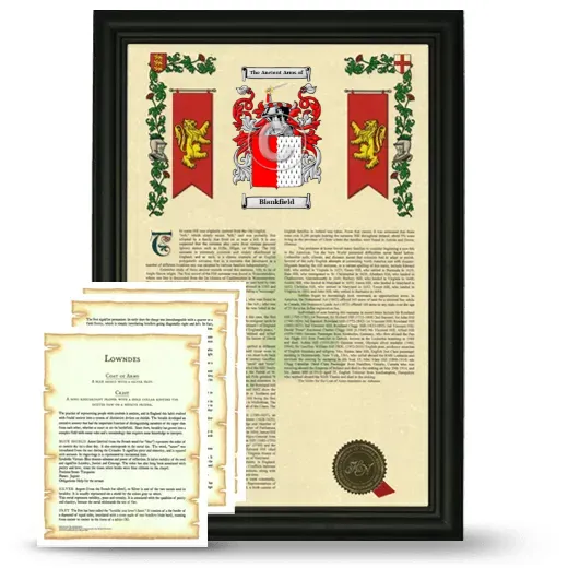 Blankfield Framed Armorial History and Symbolism - Black