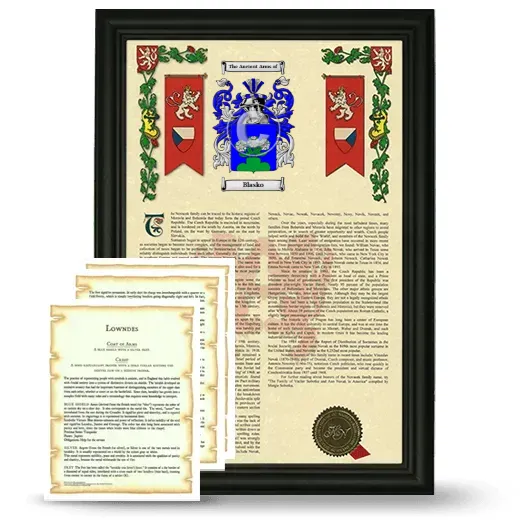 Blasko Framed Armorial History and Symbolism - Black