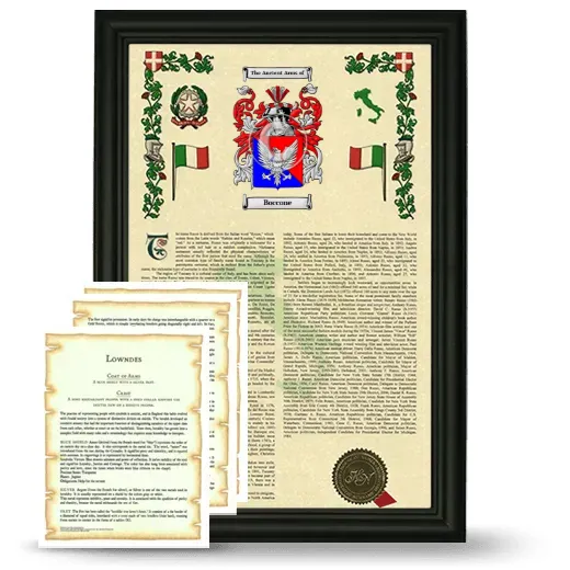 Boccone Framed Armorial History and Symbolism - Black