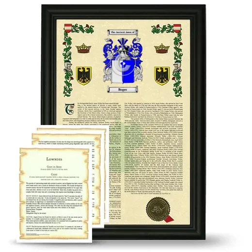 Boger Framed Armorial History and Symbolism - Black