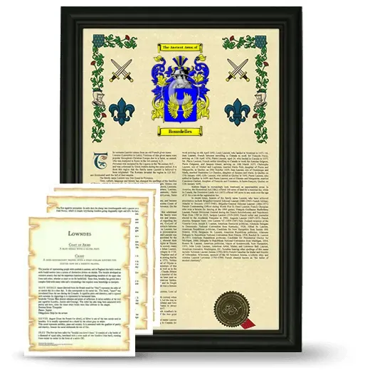 Bourdelles Framed Armorial History and Symbolism - Black