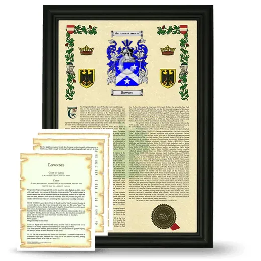 Bowser Framed Armorial History and Symbolism - Black
