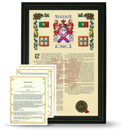 Bragan Framed Armorial History and Symbolism - Black