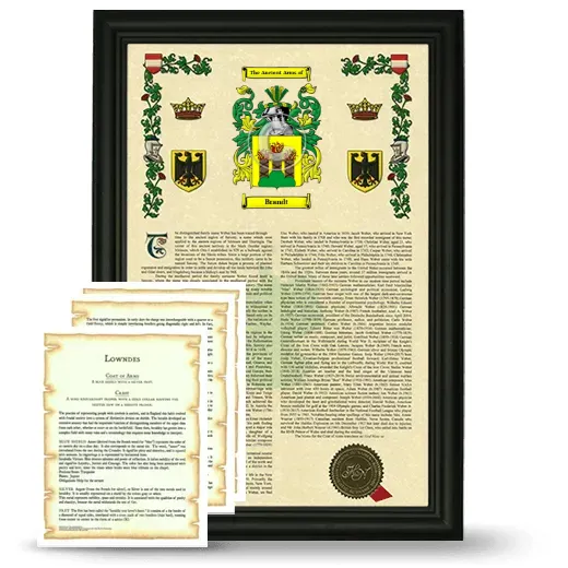 Brandt Framed Armorial History and Symbolism - Black