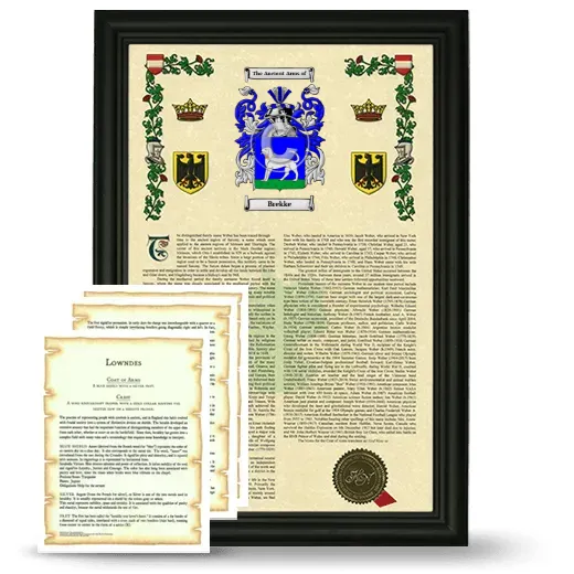 Brekke Framed Armorial History and Symbolism - Black