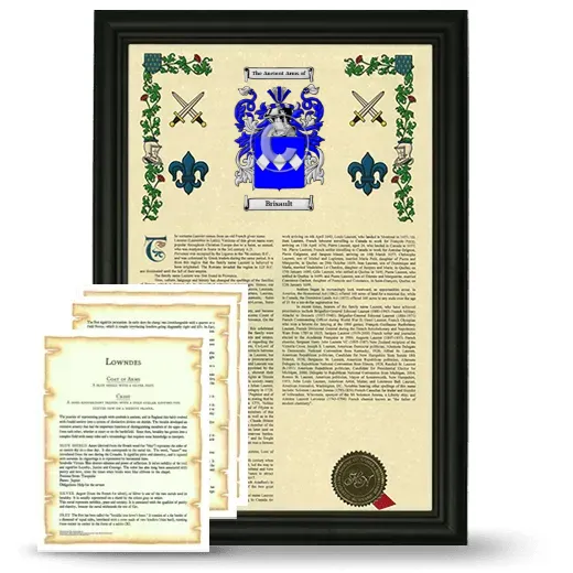 Brisault Framed Armorial History and Symbolism - Black