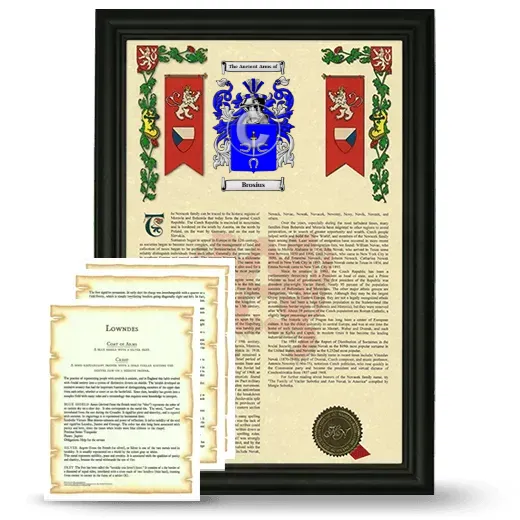 Brosius Framed Armorial History and Symbolism - Black