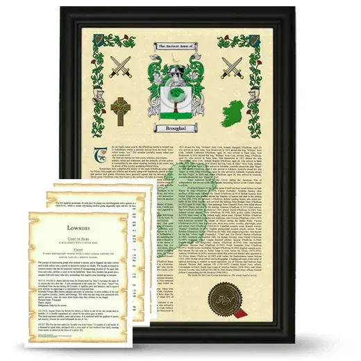 Broughal Framed Armorial History and Symbolism - Black