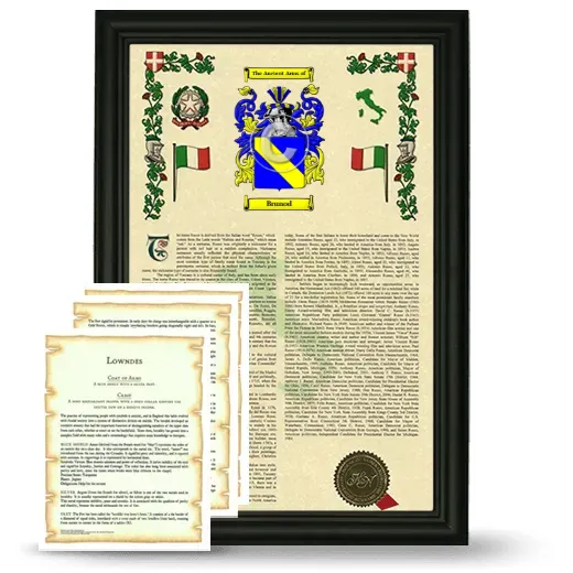 Brunod Framed Armorial History and Symbolism - Black