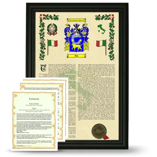 Bua Framed Armorial History and Symbolism - Black