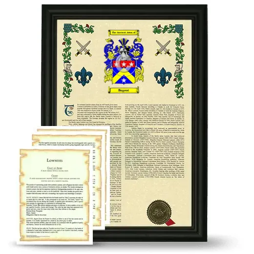 Bugeot Framed Armorial History and Symbolism - Black