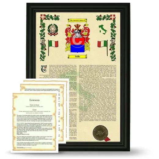 Bullo Framed Armorial History and Symbolism - Black