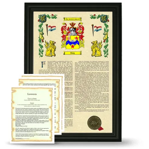 Burg Framed Armorial History and Symbolism - Black