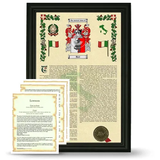 Buri Framed Armorial History and Symbolism - Black