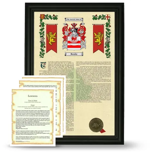 Burnby Framed Armorial History and Symbolism - Black