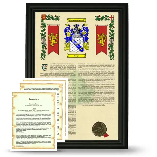 Burys Framed Armorial History and Symbolism - Black