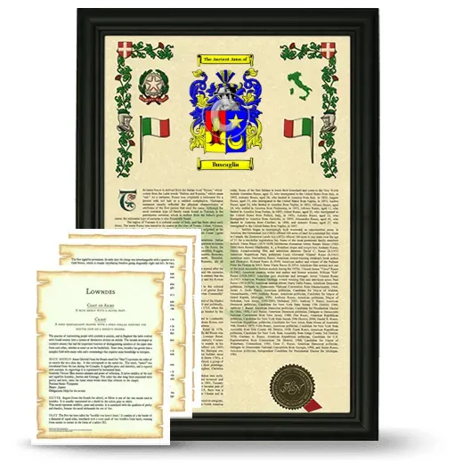 Buscaglia Framed Armorial History and Symbolism - Black