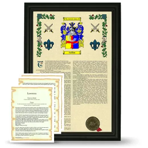 Caillou Framed Armorial History and Symbolism - Black
