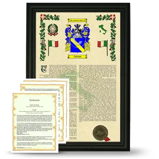 Caivano Framed Armorial History and Symbolism - Black