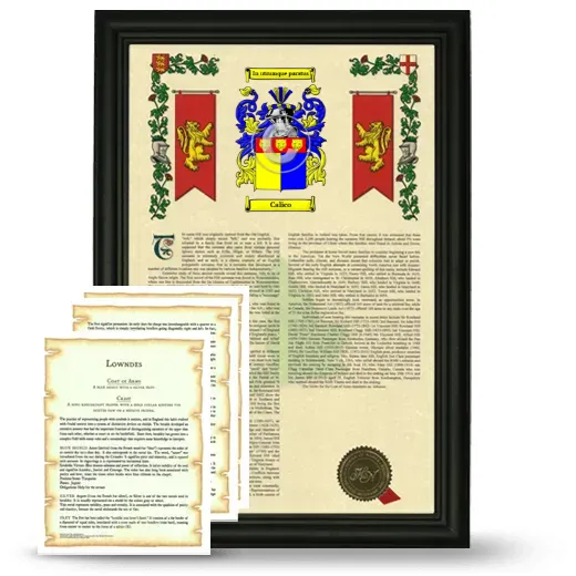 Calico Framed Armorial History and Symbolism - Black