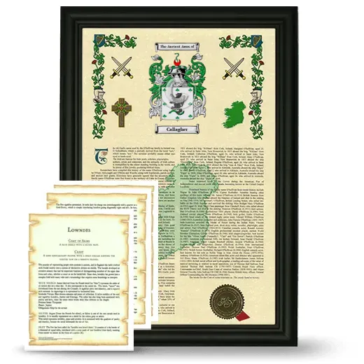 Callagher Framed Armorial History and Symbolism - Black