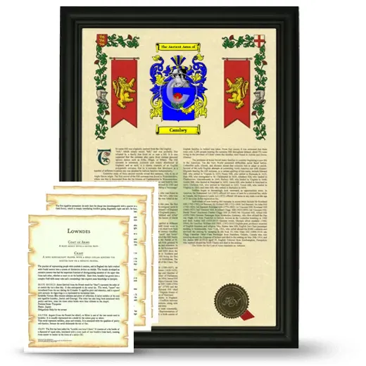 Cambey Framed Armorial History and Symbolism - Black