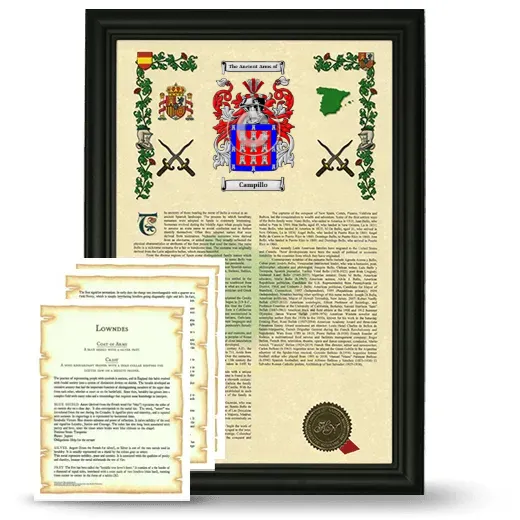 Campillo Framed Armorial History and Symbolism - Black