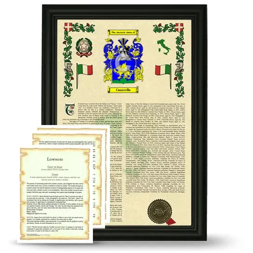 Canatella Framed Armorial History and Symbolism - Black