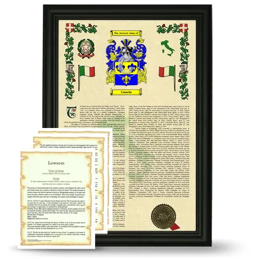 Cancio Framed Armorial History and Symbolism - Black