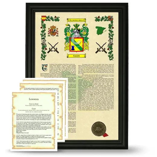 Canete Framed Armorial History and Symbolism - Black