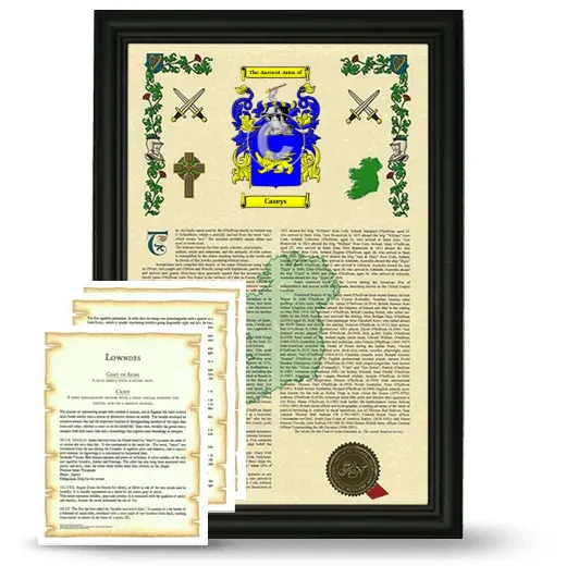 Careys Framed Armorial History and Symbolism - Black